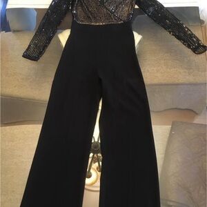 Marciano Black Sequin Wide Leg Jumpsuit